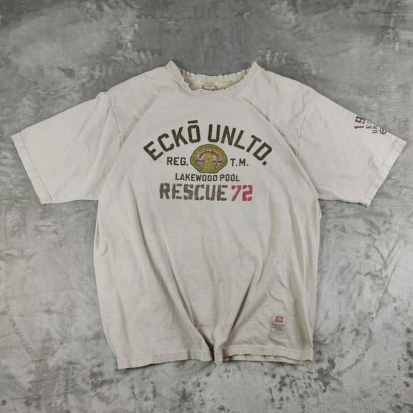VTG Y2K Ecko Unltd Lakewood Pool streetwear grunge thrashed tshirt mens XXL - Picture 1 of 12